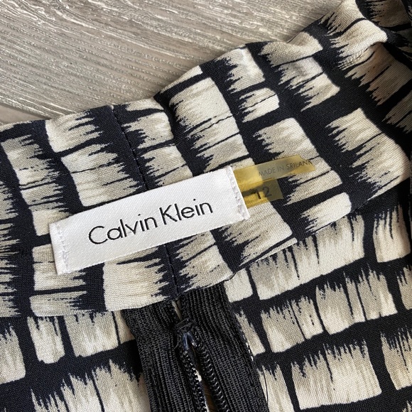 💙 Calvin Klein Black Pattern Sleeveless Jersey Dress 12 - Picture 4 of 8